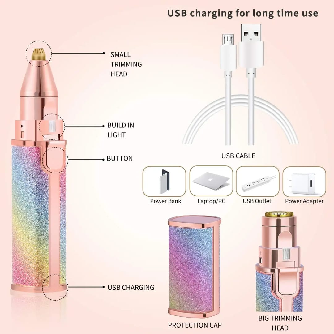 2 In 1 Rechargeable Flawless Eyebrow & Facial Hair Remover