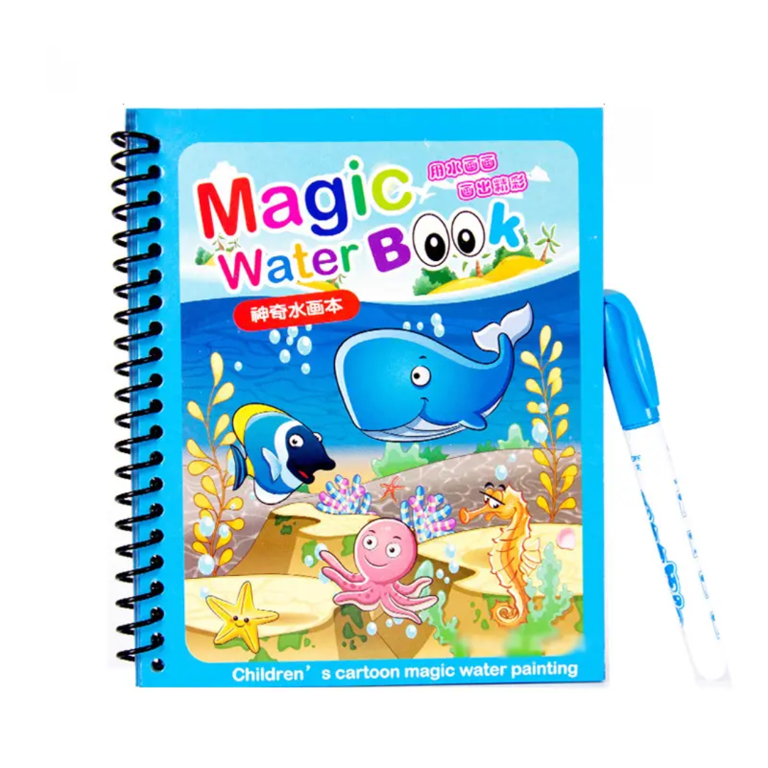 Magic Water Drawing Book for Kids – Reusable Coloring Book with Water Pen