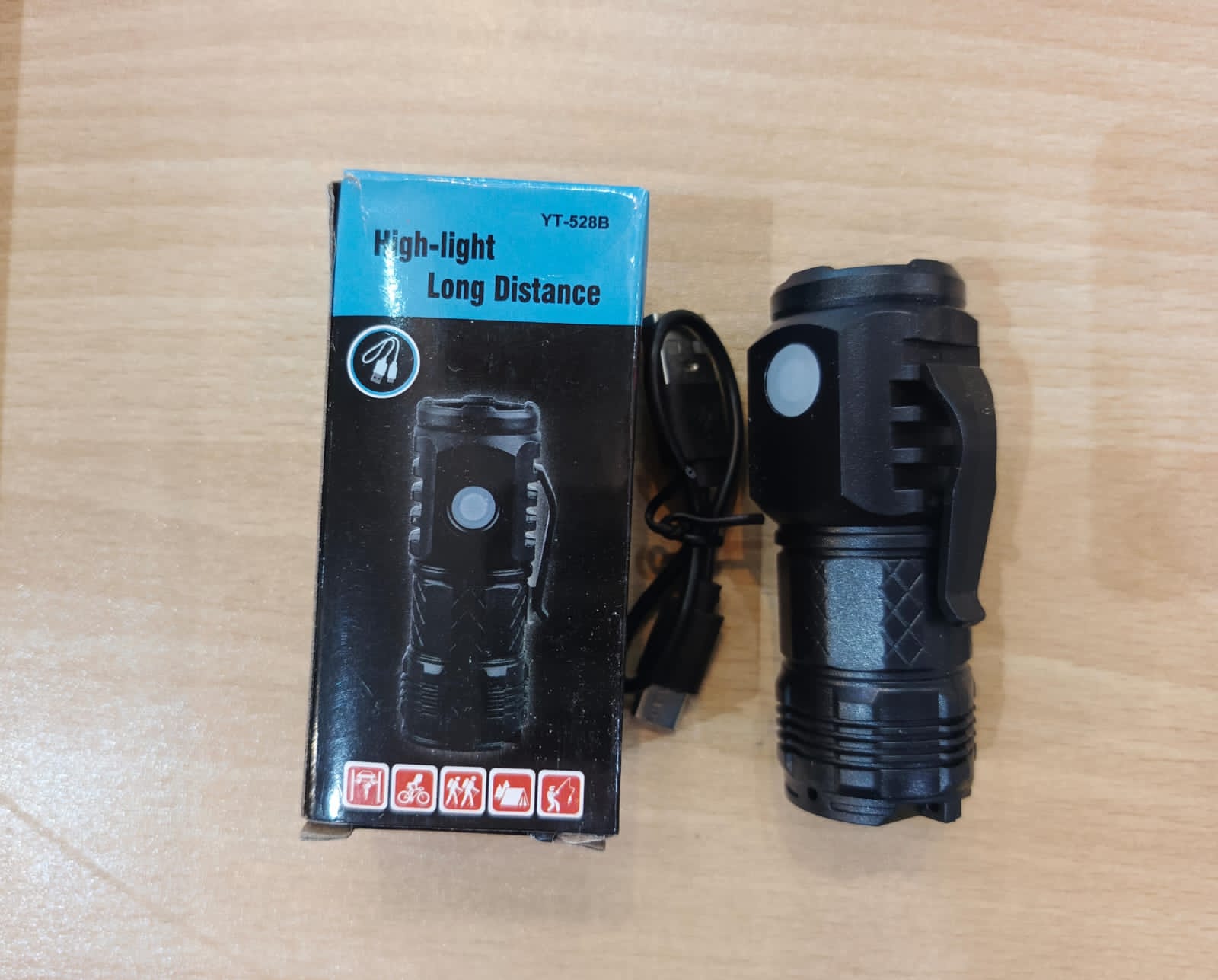 Mini Portable LED Flashlight – 3-Eyed High Lumen Rechargeable Torch for Outdoor Use (Plastic Body)