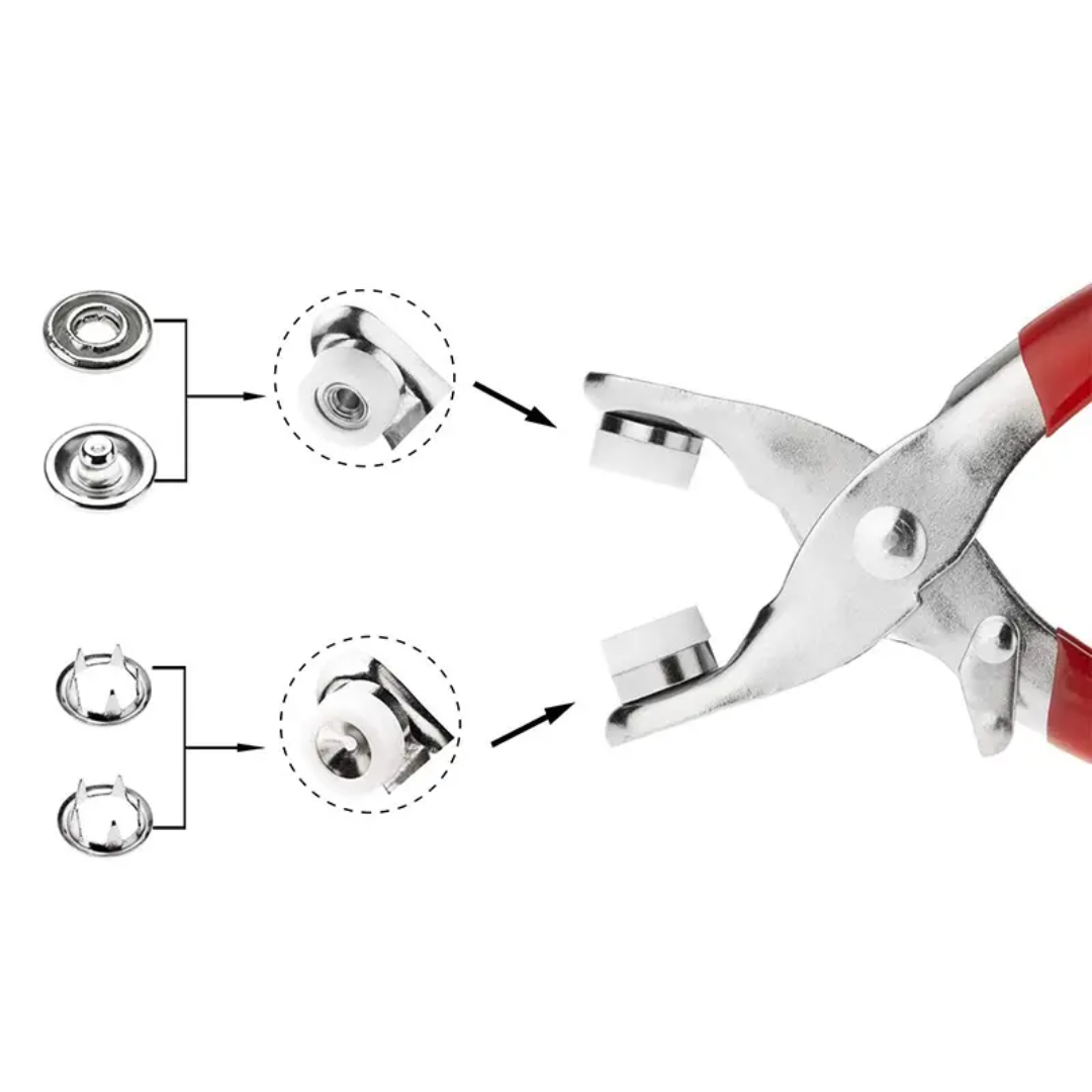 Metal Button Plier with 50 Tich Buttons | Durable Snap Fastener Tool Kit (High Quality)Made in China 🇨🇳