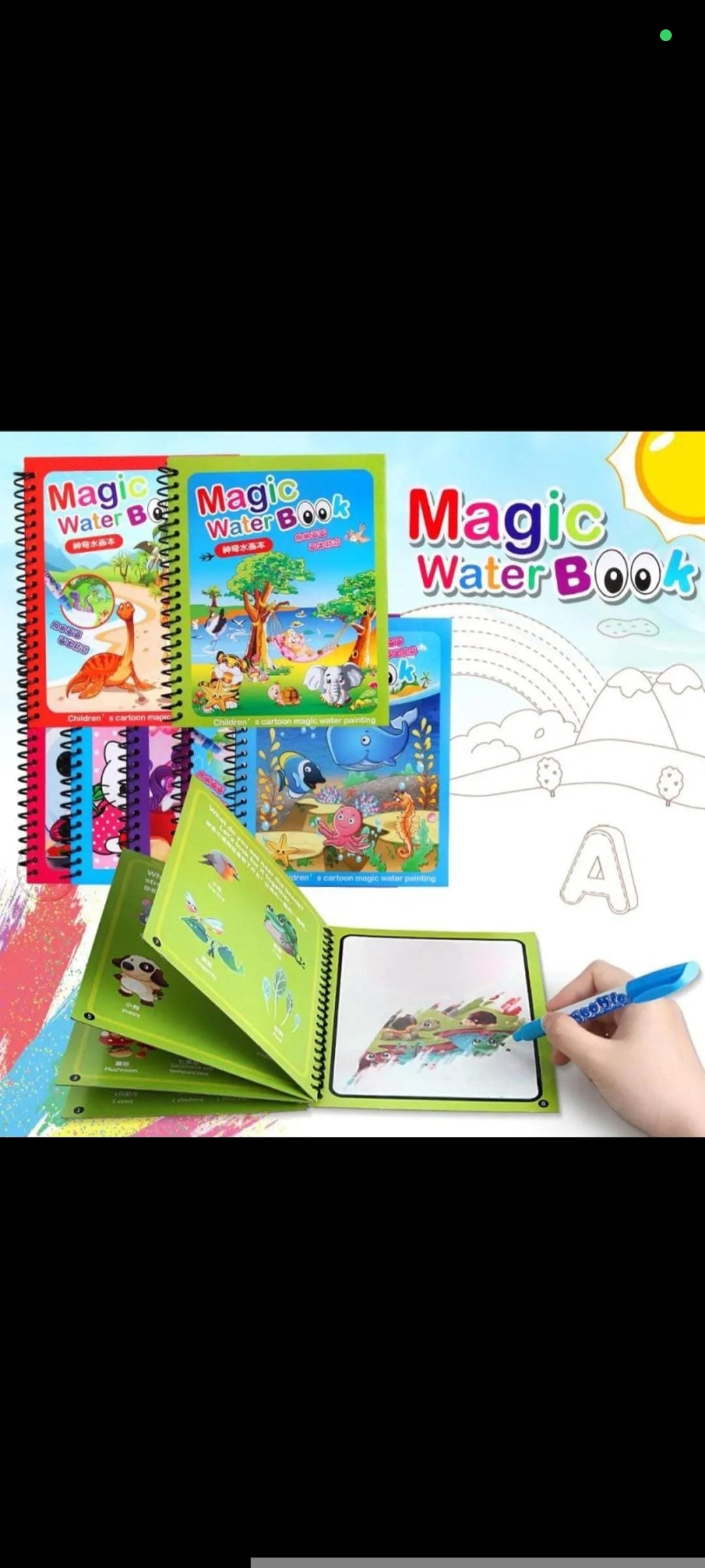 Magic Water Drawing Book for Kids – Reusable Coloring Book with Water Pen