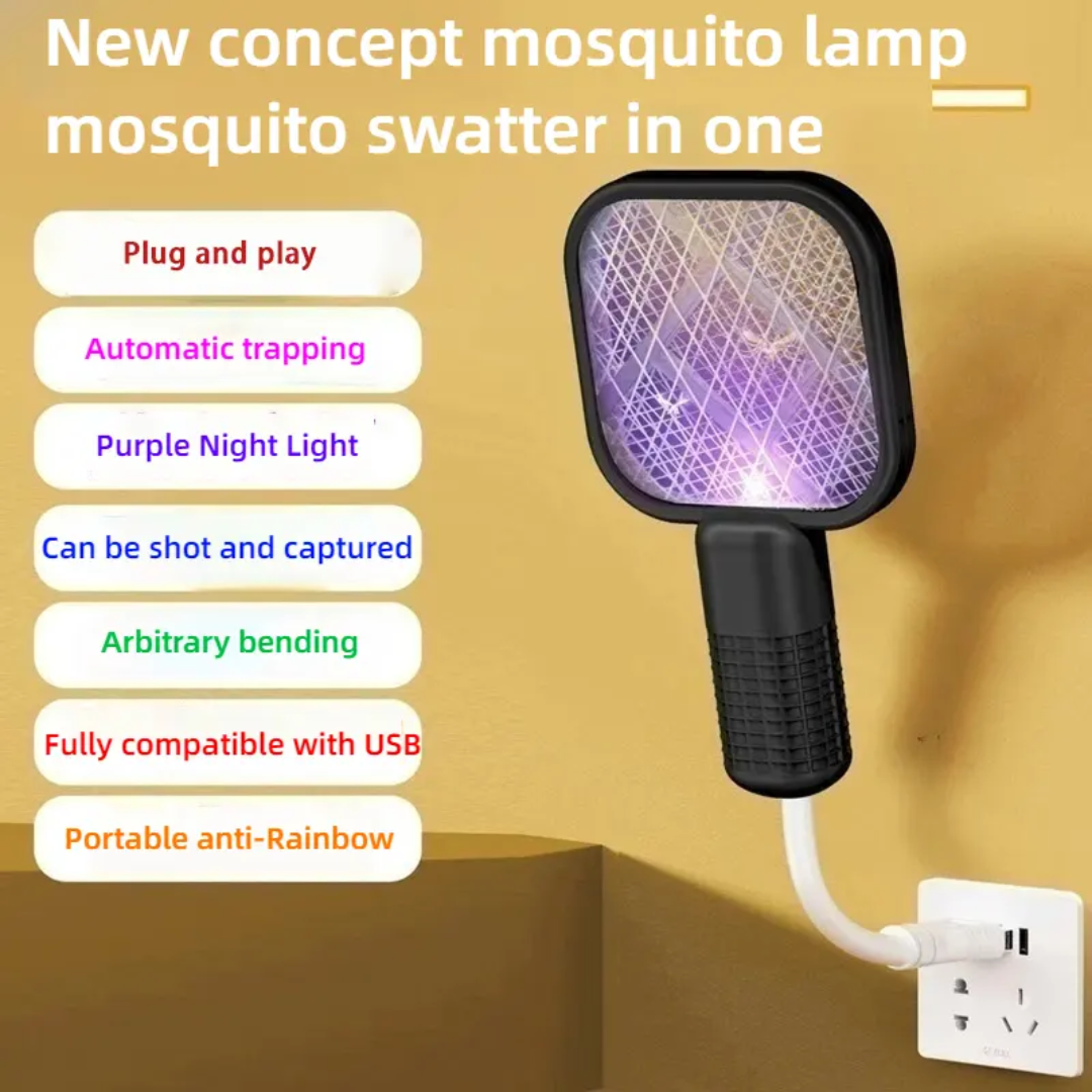 USB Electric Mosquito Swatter Racket with LED Light – Plug & Play