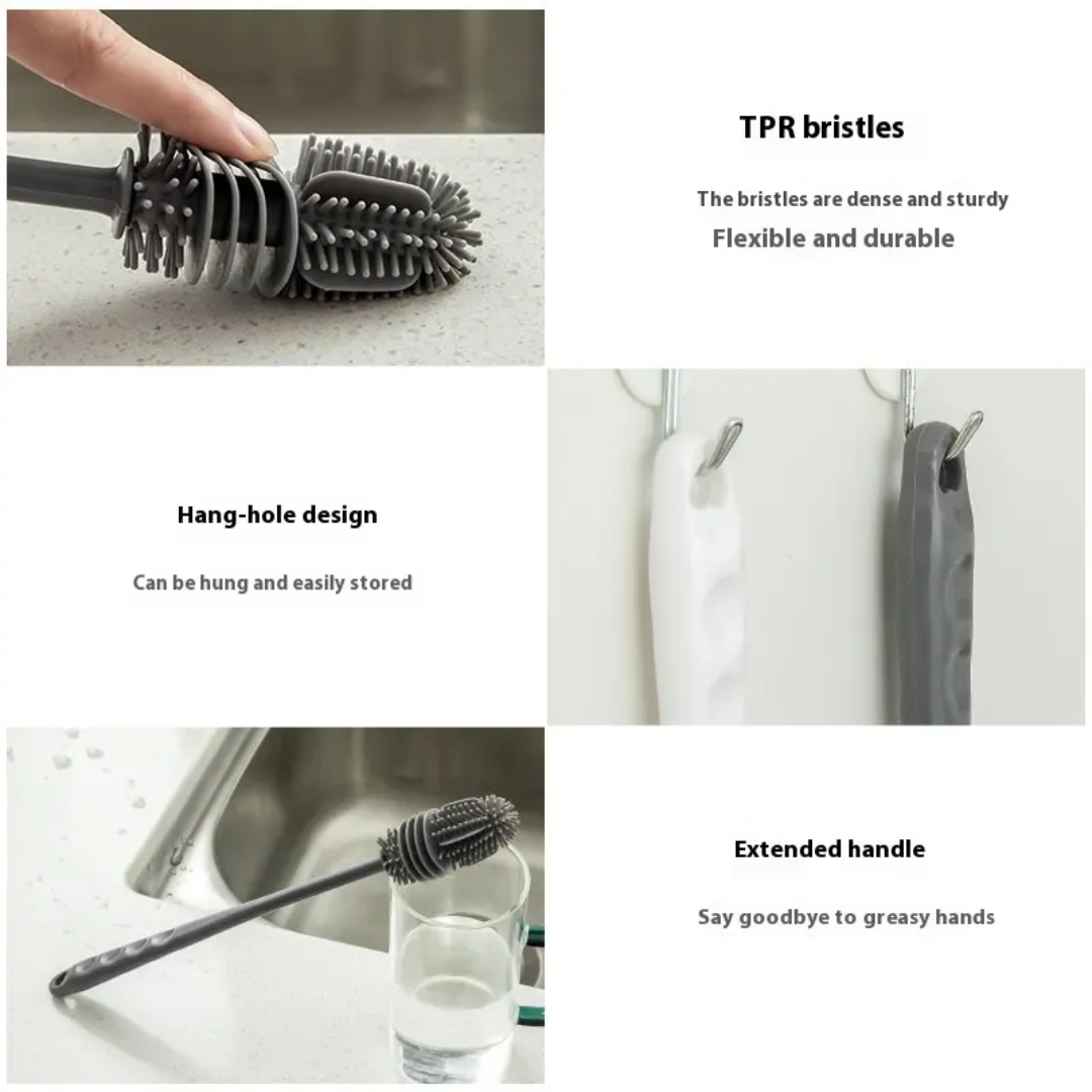 Silicone Bottle Brush – Flexible Long Handle Cleaning Brush for Bottles, Jars & Glasses