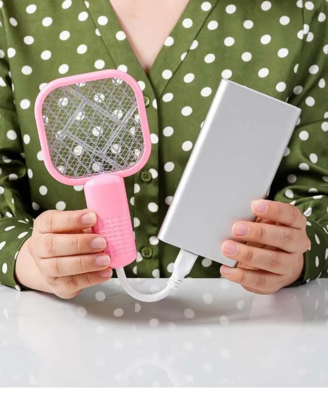 USB Electric Mosquito Swatter Racket with LED Light – Plug & Play