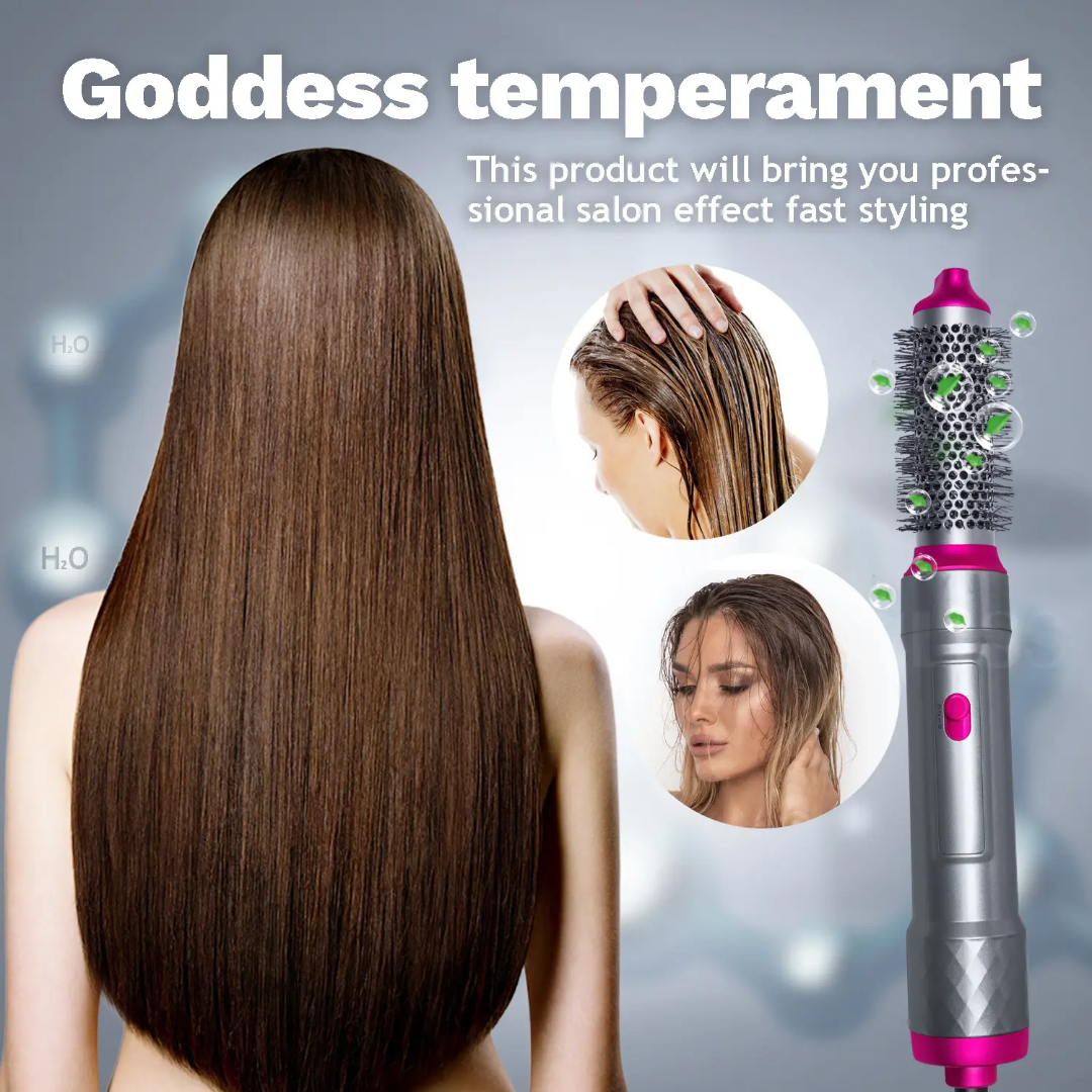 5 in 1 Hot Air Hair Styler | Professional Hair Dryer & Curler Brush - Salon Style at Home