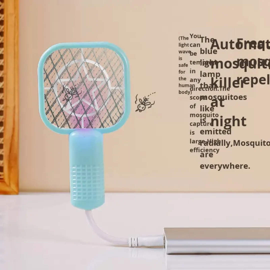 USB Electric Mosquito Swatter Racket with LED Light – Plug & Play