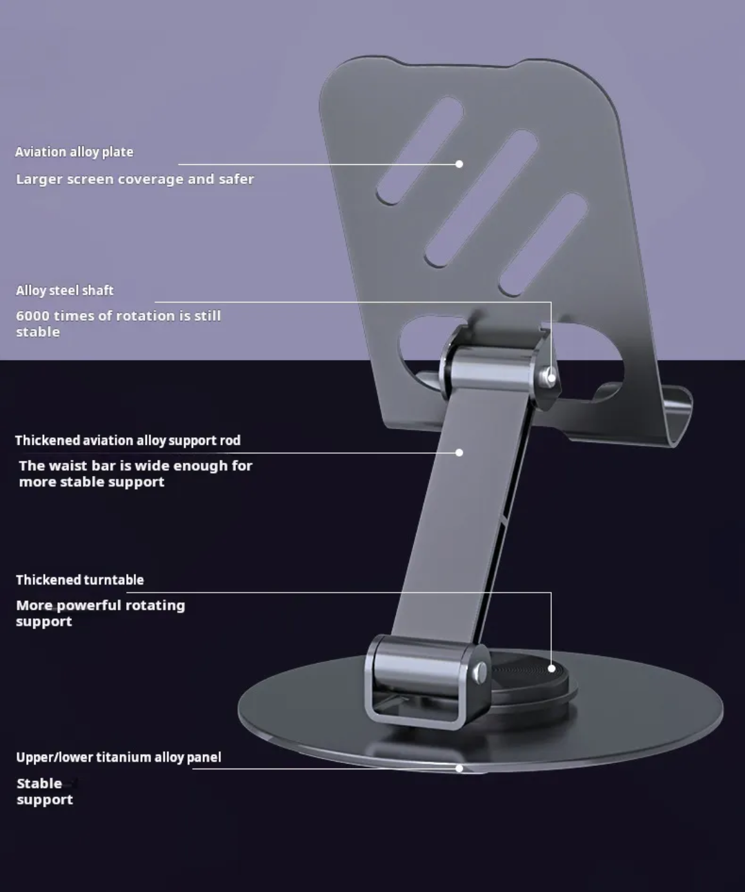 Metal 360° Rotating Desktop Mobile Stand – Premium Foldable Holder