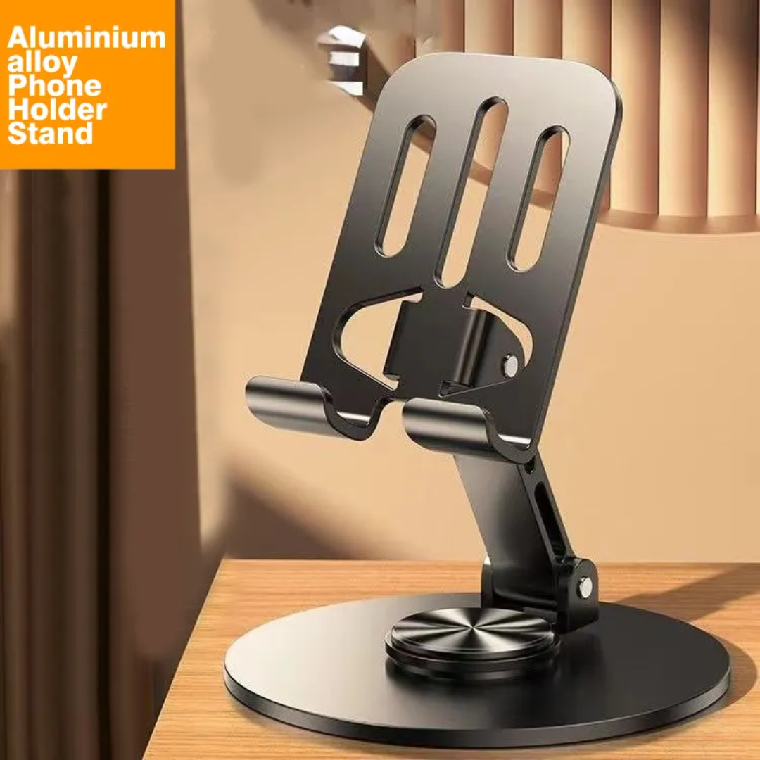 Metal 360° Rotating Desktop Mobile Stand – Premium Foldable Holder