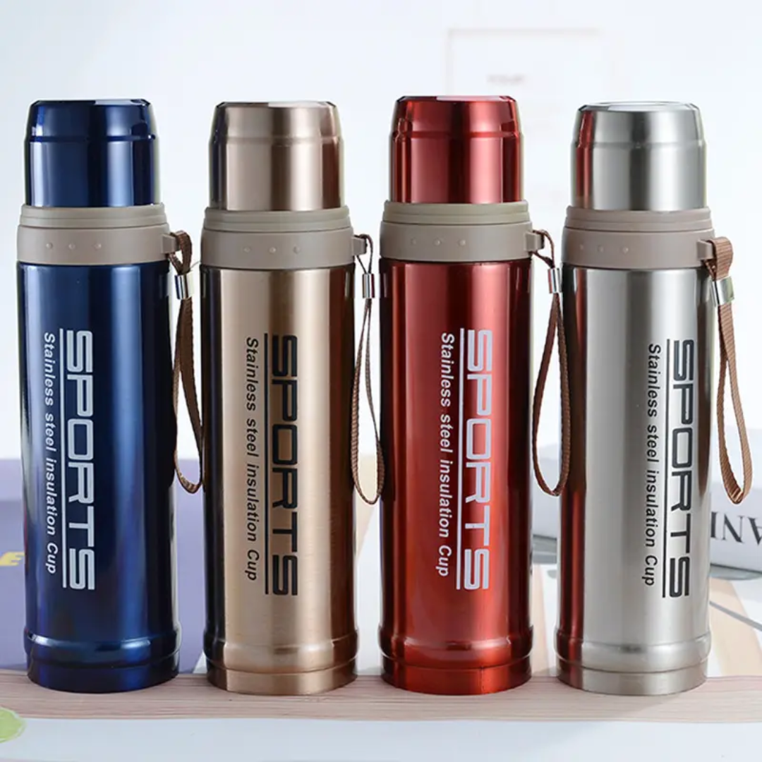 Premium Stainless Steel Sports Bottle 750ml | Hot & Cold Insulation Flask